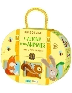 PUZLE DE VIAJE Y LIBRO SASSI MANOLITO BOOKS EL AUTOBUS DE LOS ANIMALES 20 PIEZAS 3 años