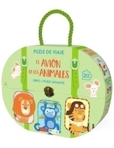 PUZLE DE VIAJE Y LIBRO SASSI MANOLITO BOOKS EL AVION DE LOS ANIMALES 20 PIEZAS 3 años
