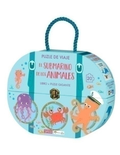 PUZLE DE VIAJE Y LIBRO SASSI MANOLITO BOOKS EL SUBMARINO DE LOS ANIMALES 20 PIEZAS 3 años