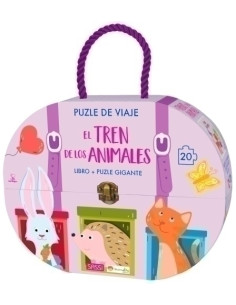 PUZLE DE VIAJE Y LIBRO SASSI MANOLITO BOOKS EL TREN DE LOS ANIMALES 20 PIEZAS 3 años