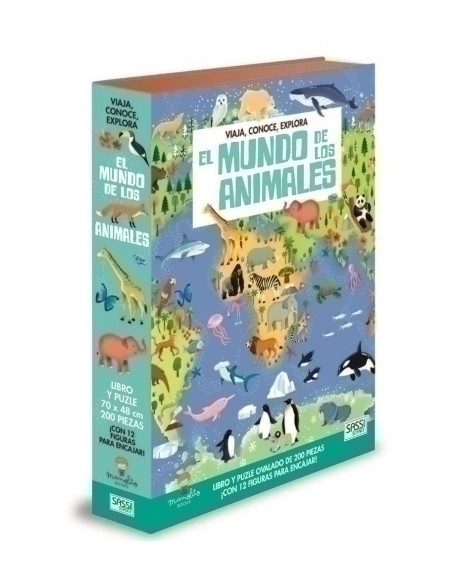 PUZLE SASSI MANOLITO BOOKS EL MUNDO DE LOS ANIMALES  200 PIEZAS 6 años