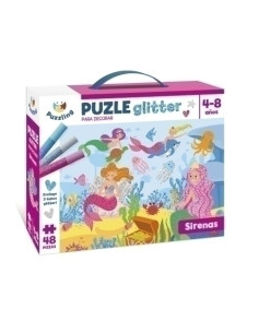 JUEGO IMAGILAND PUZLE GLITTER SIRENAS