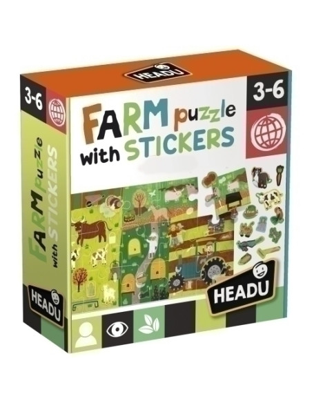 JUEGO EDUCATIVO HEADU FARM STICKERS PUZLE