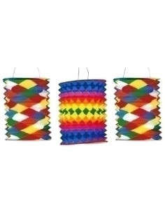 FAROLES CILINDRICO DECORADOS SURTIDOS DIAM 15CM PACK 12 UDS