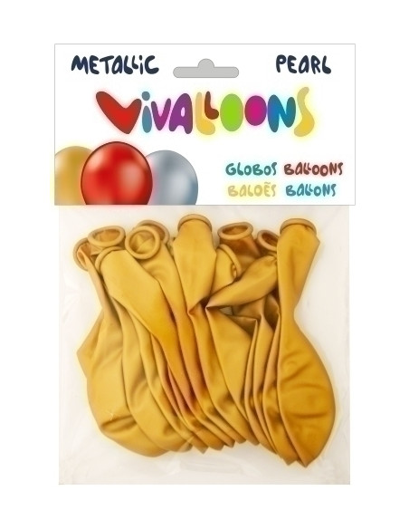 GLOBO VIVALLOONS METALIZADO ORO BOLSA DE 15