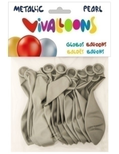GLOBO VIVALLOONS METALIZADO PLATA BOLSA DE 15
