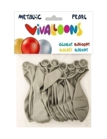 GLOBO VIVALLOONS METALIZADO PLATA BOLSA DE 15