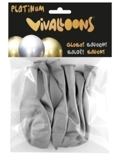 GLOBO VIVALLOONS PLATINUM PLATA BOLSA DE 6