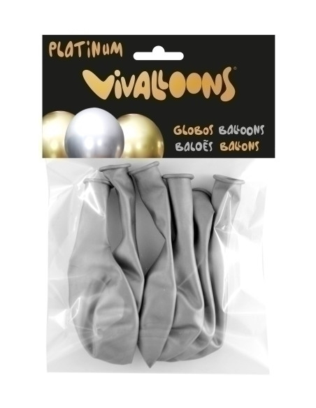 GLOBO VIVALLOONS PLATINUM PLATA BOLSA DE 6