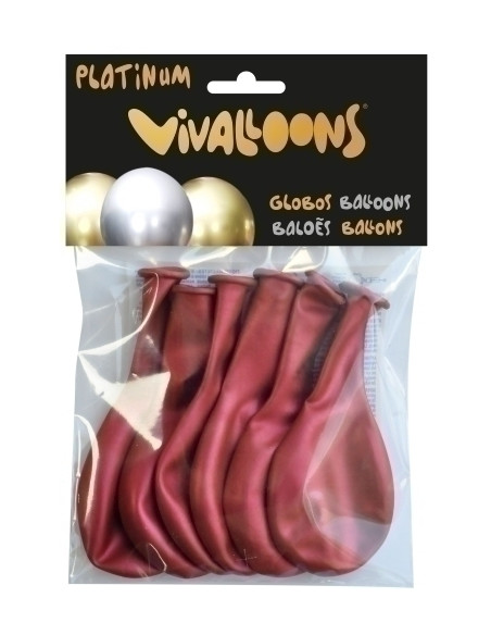 GLOBO VIVALLOONS PLATINUM ROJO BOLSA DE 6