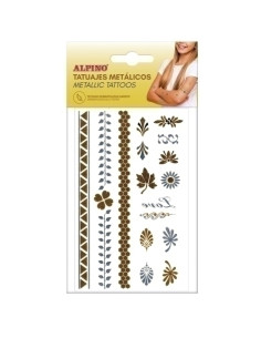 MAQUILLAJE ALPINO TATUAJES TEMPORALES METALICOS ORO Y PLATA