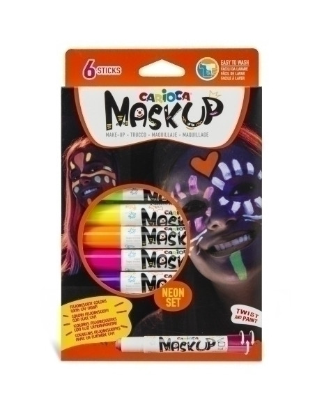 MAQUILLAJE CARIOCA BARRA FLUO SET de 6 brilla en la oscuridad