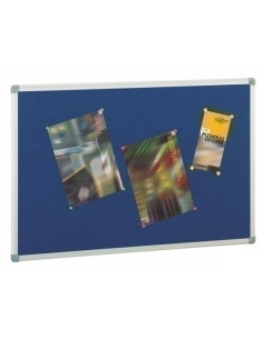 TABLERO CORCHO FAIBO SOLIDO TAPIZADO MARCO ALUMINIO 90x120 cm AZUL