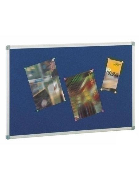 TABLERO CORCHO FAIBO SOLIDO TAPIZADO MARCO ALUMINIO 90x120 cm AZUL
