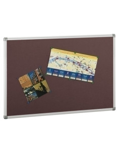 TABLERO CORCHO FAIBO SOLIDO TAPIZADO MARCO ALUMINIO 90x120 cm BURDEOS
