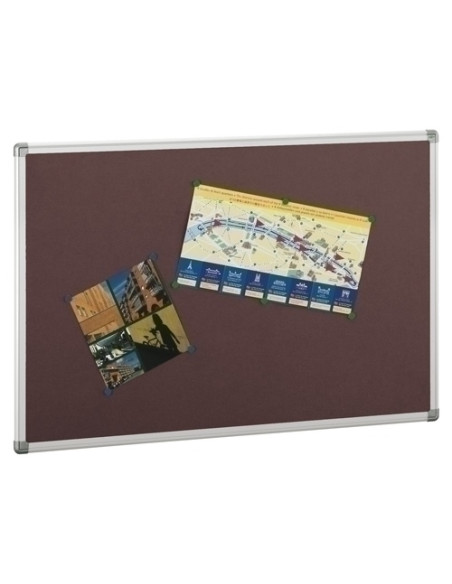 TABLERO CORCHO FAIBO SOLIDO TAPIZADO MARCO ALUMINIO 90x120 cm BURDEOS
