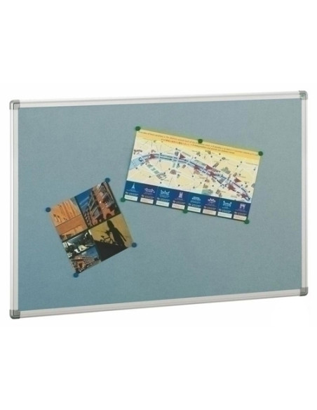 TABLERO CORCHO FAIBO SOLIDO TAPIZADO MARCO ALUMINIO 90x120 cm GRIS