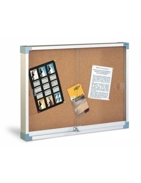 VITRINA ANUNCIOS FAIBO CORCHO de ALUMINIO y CRISTAL 80x100 cm