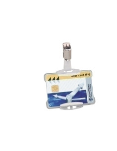 FUNDA DISTINTIVO DURABLE 8118 con PINZA para PASE de SEGURIDAD 54x85mm TRANSPARENTE PAQUETE de 25