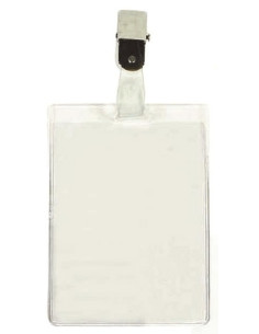 FUNDA DISTINTIVO IBERPLAS TRANSPARENTE NATURAL con PINZA 90x62mm PAQUETE de 100