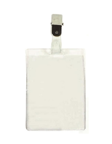 FUNDA DISTINTIVO IBERPLAS TRANSPARENTE NATURAL con PINZA 90x62mm PAQUETE de 100