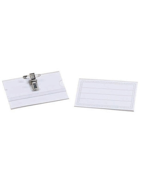 FUNDA DISTINTIVO IBERPLAS APAISADA con PINZAIMPERDIBLE 54x87mm PAQUETE de 50