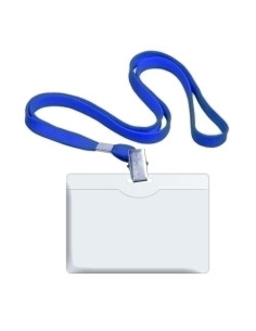 FUNDA DISTINTIVO FOROFIS RIGIDA con CINTA AZUL 57x90mm CAJA DE 50