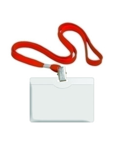 FUNDA DISTINTIVO FOROFIS RIGIDA con CINTA ROJA 57x90mm CAJA DE 50