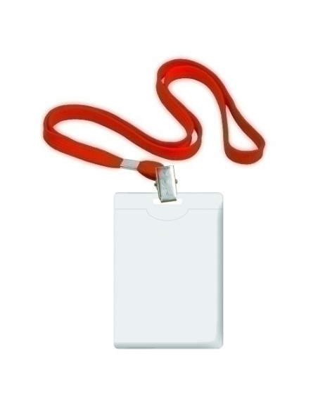 FUNDA DISTINTIVO FOROFIS VERTICAL con CINTA ROJA 90x58mm CAJA DE 50