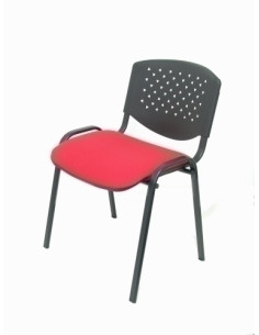 SILLA PIQUERAS Y CRESPO PETROLA CONFIDENTE ERGONOMICA APILABLE RESPALDO EN PVC NEGRO Y ASIENTO TAPIZADO ARAN ROJO PACK de 4