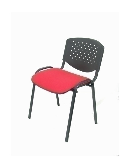 SILLA PIQUERAS Y CRESPO PETROLA CONFIDENTE ERGONOMICA APILABLE RESPALDO EN PVC NEGRO Y ASIENTO TAPIZADO ARAN ROJO PACK de 4