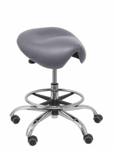 TABURETE PIQUERAS Y CRESPO ALATOZ CLINICO GIRATORIO ERGOMICO MECANISMO BASCULANTE REGULABLE EN ALTURA con ARO REPOSAPIES RUEDAS 