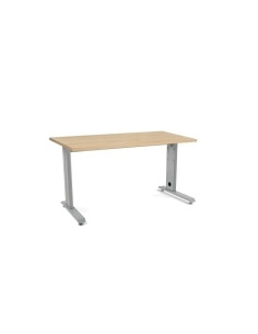 MESA ROCADA METAL 140x80 ESTRUCTURA ALUMINIO TABLERO ROBLE