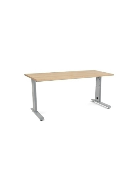MESA ROCADA METAL 160x80 ESTRUCTURA ALUMINIO TABLERO ROBLE