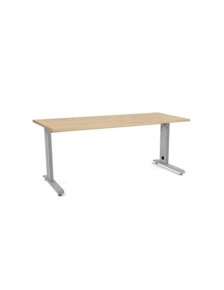 MESA ROCADA METAL 180x80 ESTRUCTURA ALUMINIO TABLERO ROBLE