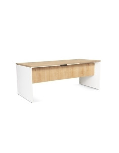 MESA ROCADA WORK  180x80 ESTRUCTURA BLANCO TABLERO ROBLE