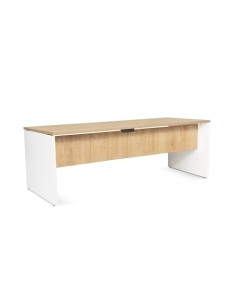 MESA ROCADA WORK  200x80 ESTRUCTURA BLANCO TABLERO ROBLE