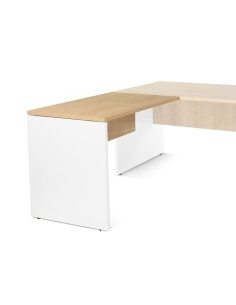 MESA ROCADA WORK ALA 100x60 ESTRUCTURA BLANCO TABLERO ROBLE