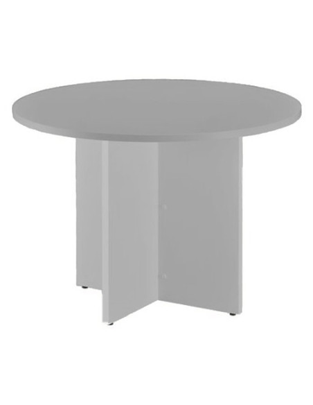 MESA ROCADA MEETING REDONDA DE JUNTAS DIAMETRO 100 cm con PATAS MELAMINA ALUMINIO TABLERO GRIS