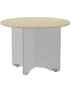 MESA ROCADA MEETING REDONDA DE JUNTAS DIAMETRO 100 cm con PATAS MELAMINA ALUMINIO TABLERO HAYA