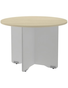 MESA ROCADA MEETING REDONDA DE JUNTAS DIAMETRO 120 cm con PATAS MELAMINA ALUMINIO TABLERO HAYA