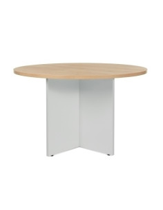 MESA ROCADA MEETING REDONDA DE JUNTAS DIAMETRO 120 cm con PATAS MELAMINA ALUMINIO TABLERO ROBLE