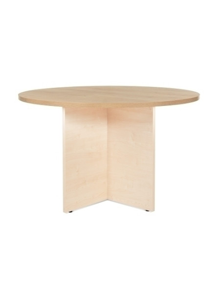MESA ROCADA MEETING REDONDA DE JUNTAS DIAMETRO 120 cm con PATAS MELAMINA HAYA TABLERO ROBLE