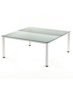 MESA ROCADA EXECUTIVE 160x163 ESTRUCTURA BLANCO TABLERO CRISTAL