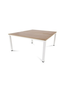 MESA ROCADA EXECUTIVE 160x163 ESTRUCTURA BLANCO TABLERO MELAMINA ROBLE