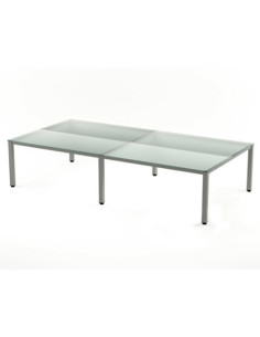 MESA ROCADA EXECUTIVE 163x360 ESTRUCTURA ALUMINIO TABLERO CRISTAL