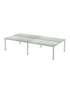 MESA ROCADA EXECUTIVE 163x360 ESTRUCTURA BLANCO TABLERO CRISTAL