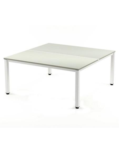 MESA ROCADA EXECUTIVE 180x163 ESTRUCTURA BLANCO TABLERO MELAMINA GRIS