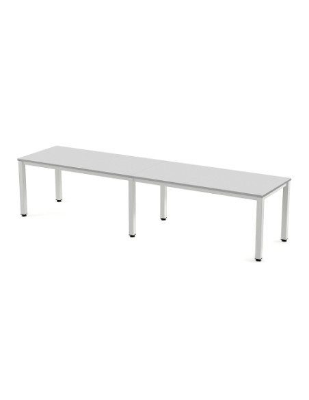 MESA ROCADA EXECUTIVE 360x80 ESTRUCTURA BLANCO TABLERO MELAMINA GRIS