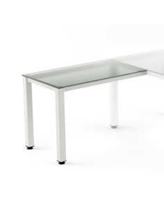 MESA ROCADA EXECUTIVE ALA 100x60 ESTRUCTURA BLANCO TABLERO CRISTAL